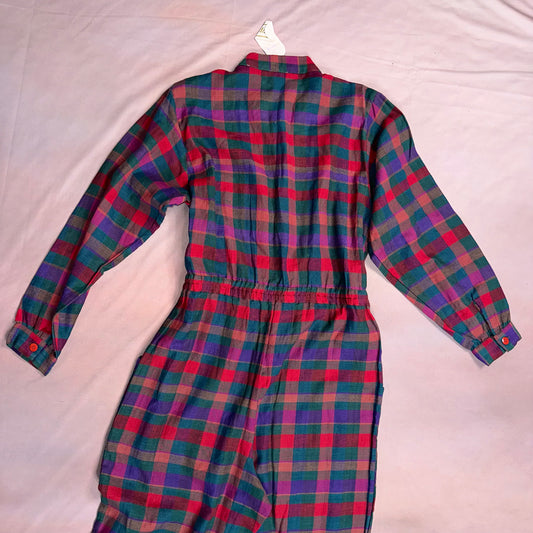 VINTAGE 70s 80s DEADSTOCK TARTAN COTTON JUMPSUIT
