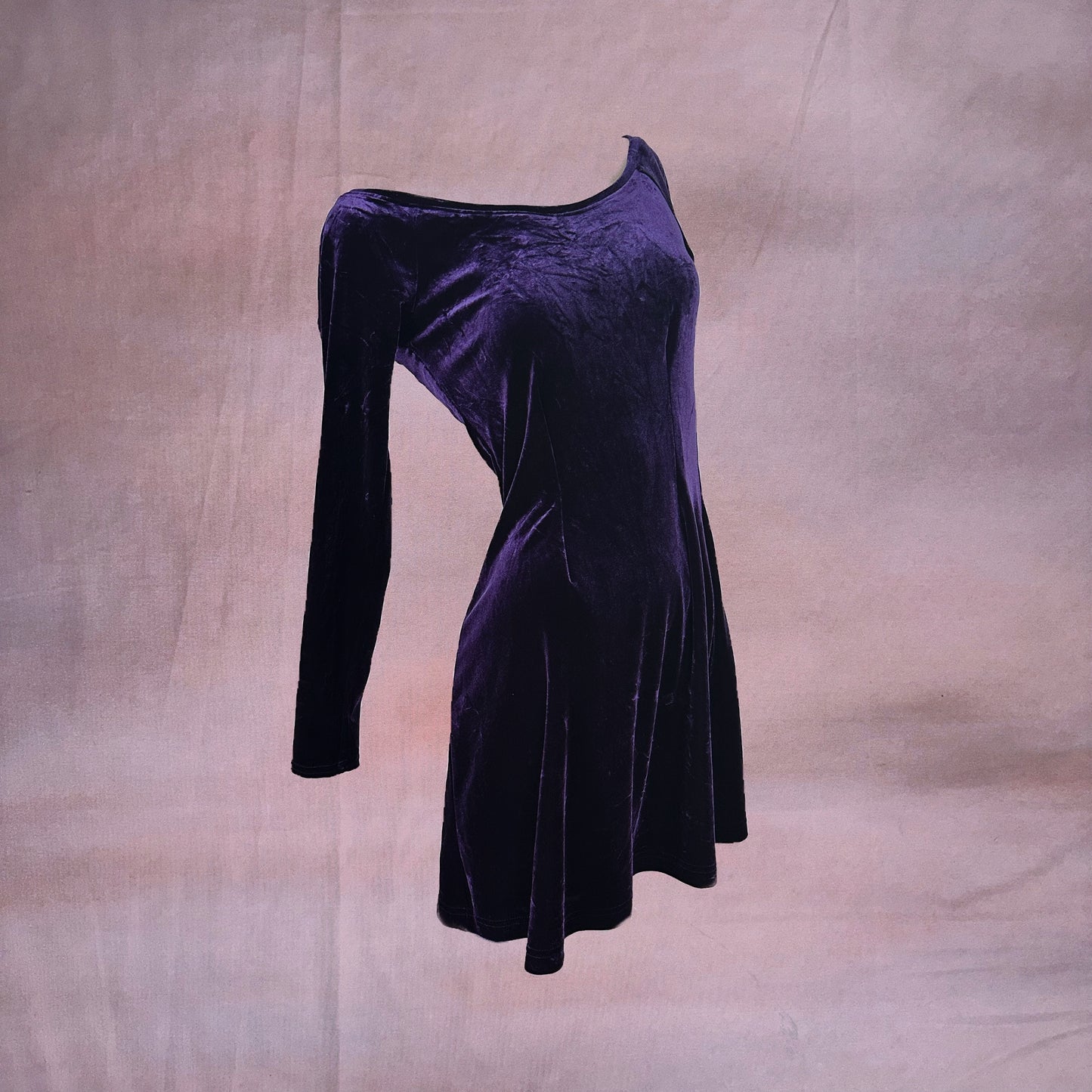 VINTAGE 90s PURPLE VELVET SKATER MINI DRESS