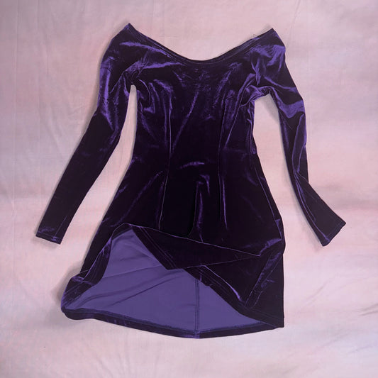 VINTAGE 90s PURPLE VELVET SKATER MINI DRESS