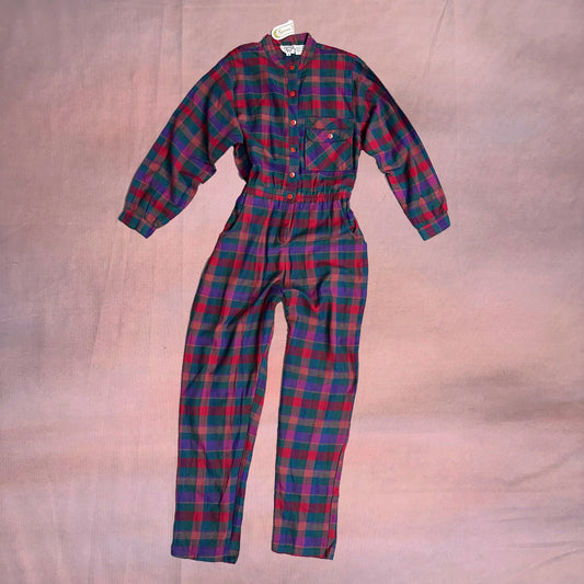 VINTAGE 70s 80s DEADSTOCK TARTAN COTTON JUMPSUIT