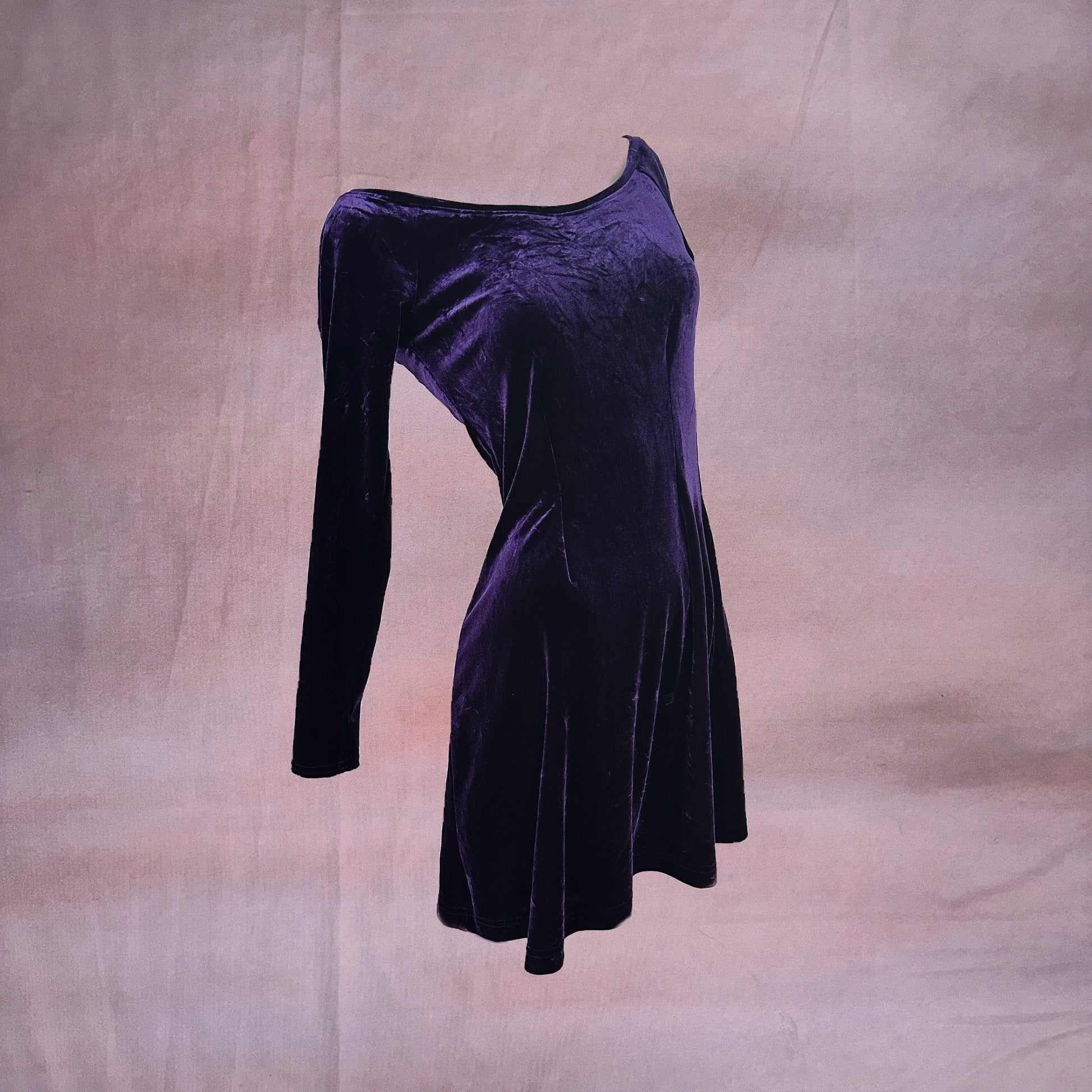 VINTAGE 90s PURPLE VELVET SKATER MINI DRESS VINTAGE 90s PURPLE VELVET SKATER MINI DRESS